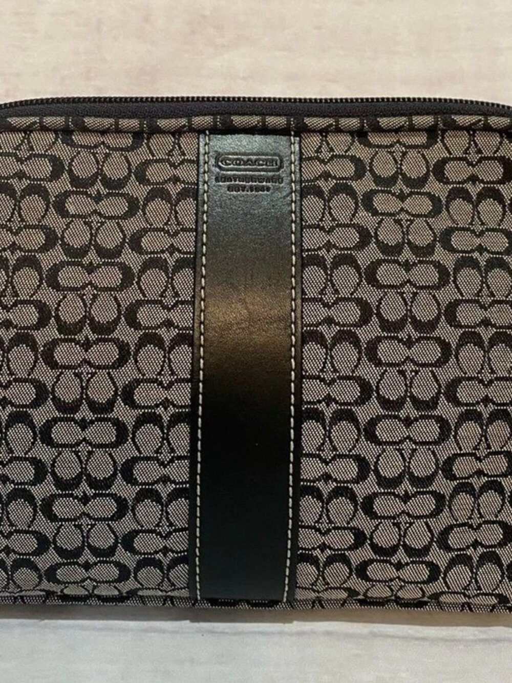 Authentic VINTAGE Coach Canvas Leather Monogram Makeup Bag